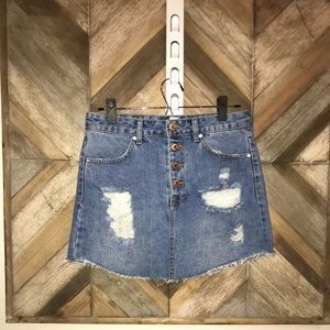 Distressed Denim Skirt